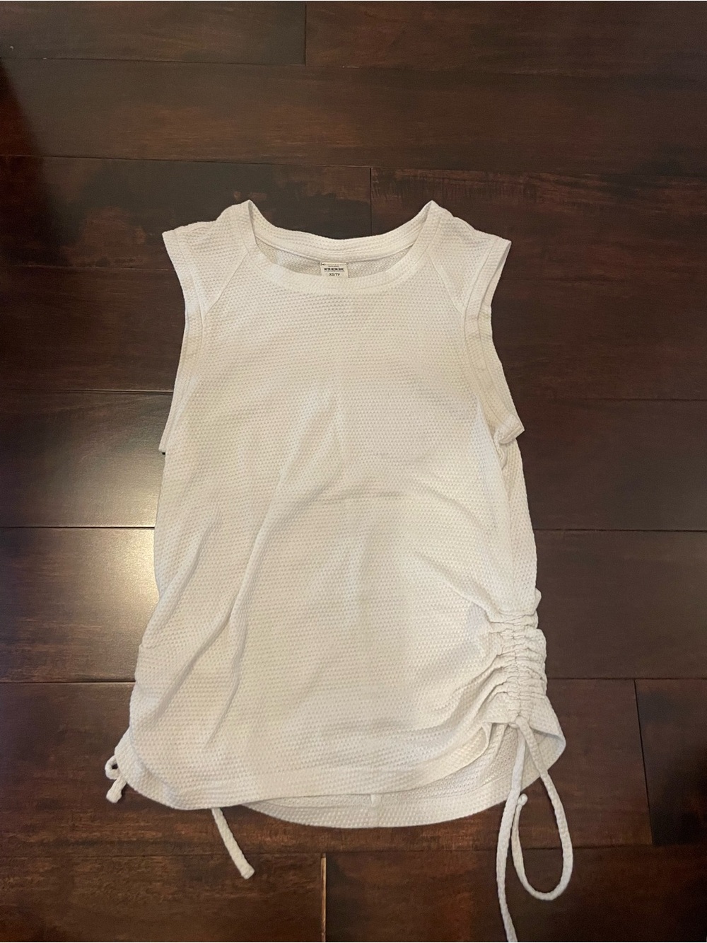 Lightweight White Sleeveless Ruched Side Tank Top